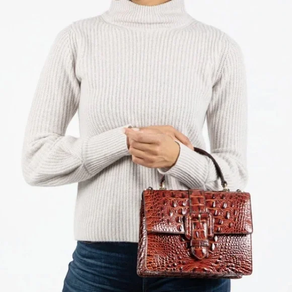 NWT-Brahmin-Mini Francine Satchel-Crimson Rosebay-Crossbody Strap-Dust Bag-$345 - Picture 16 of 16